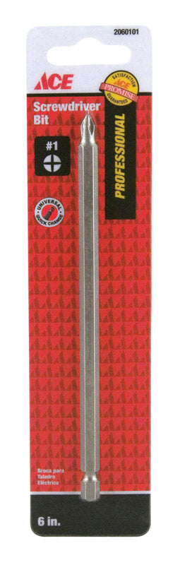 Ace #1 in. Phillips Screwdriver Bit 1/4 in. Dia. x 6 in. L 1 pc.