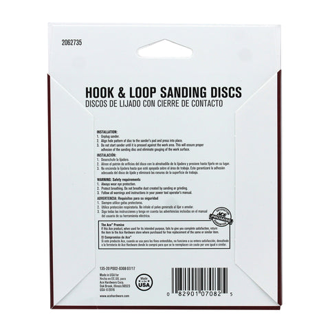 Ace 5 in. Aluminum Oxide Hook and Loop Sanding Disc 60 Grit Coarse 15 pk