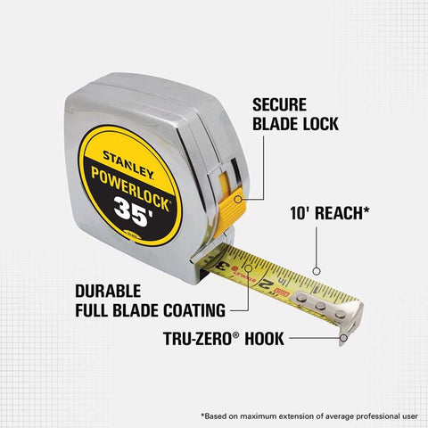 Stanley PowerLock 35 ft. L X 1 in. W Compact Tape Measure 1 pk