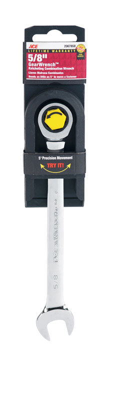 Ace Pro Series GearWrench 5/8 in. x 5/8 in. SAE Alloy Steel Ratcheting Combination Wrench