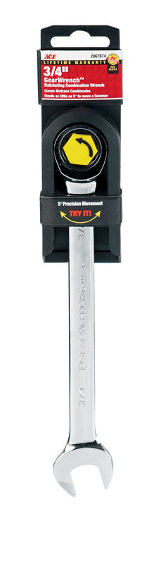 Ace Pro Series GearWrench 3/4 in. x 3/4 in. SAE Alloy Steel Ratcheting Combination Wrench