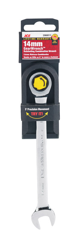 Ace Pro Series GearWrench 14 mm x 14 mm Metric Alloy Steel Ratcheting Combination Wrench