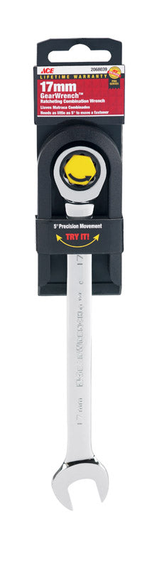 Ace Pro Series GearWrench 17 mm x 17 mm Metric Alloy Steel Ratcheting Combination Wrench