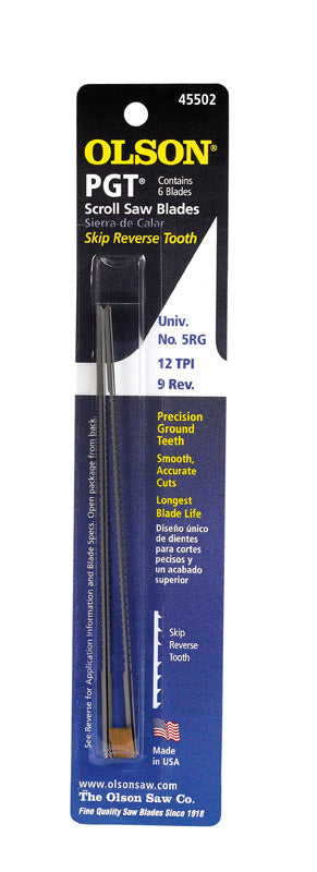 Olson 0.04 in. W x 5 in. L x 0.02 in. Scroll Saw Blade