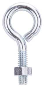 ProSource LR269 Eye Bolt, 6.3 mm Thread, Machine Thread, 7/8 in L Thread, 1 in Dia Eye, 134 lb Working Load, Steel, Zinc, Pack of 20