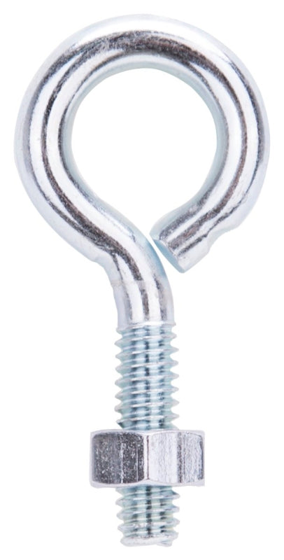 ProSource LR269 Eye Bolt, 6.3 mm Thread, Machine Thread, 7/8 in L Thread, 1 in Dia Eye, 134 lb Working Load, Steel, Zinc, Pack of 20