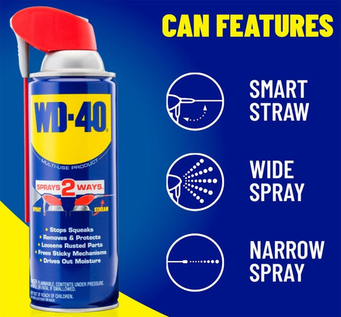 WD-40 Smart Straw 490026 Multi-Use Lubricant, Petroleum Base, 8 oz, Classic Product, Lubricant for Tools, Hinges, Gears