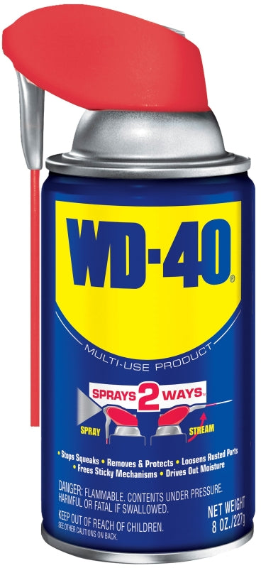 WD-40 Smart Straw 490026 Multi-Use Lubricant, Petroleum Base, 8 oz, Classic Product, Lubricant for Tools, Hinges, Gears