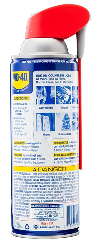 WD-40 Smart Straw 490057 Multi-Use Lubricant, Petroleum Base, 12 oz, Classic Product, Lubricant for Tools, Hinges, Gears