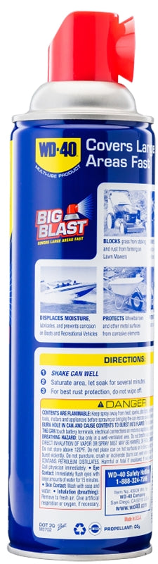 WD-40 Big Blast 490095 Multi-Use Lubricant with Wide Spray Nozzle for Tools, Hinges, Gears, 18 oz, Can, Liquid