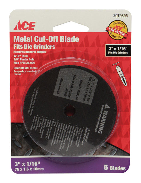 Ace 3 in. Dia. x 0.06 in. 0.625 in. Cut Off Blade