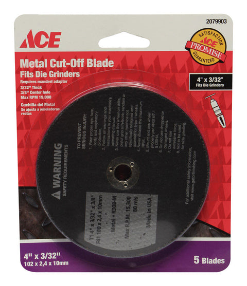 Ace Metal Cut-Off Blade 4 in. Dia. x 3/32 in. thick x 3/8 in.