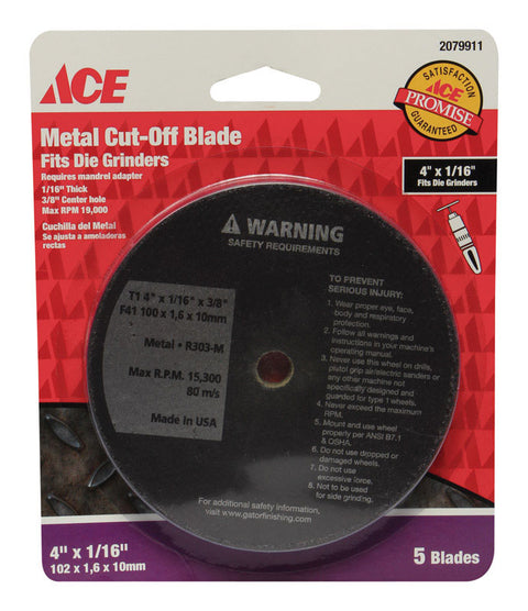 Ace Metal Cut-Off Blade 4 in. Dia. x 1/16 in. thick x 3/8 in.