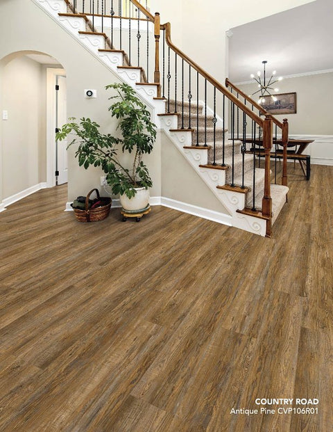 Healthier Choice Flooring CVP106R01 Flooring Plank, 60 in L, 9 in W, Pressed Bevel Edge, Stone Polymer Composite/Vinyl