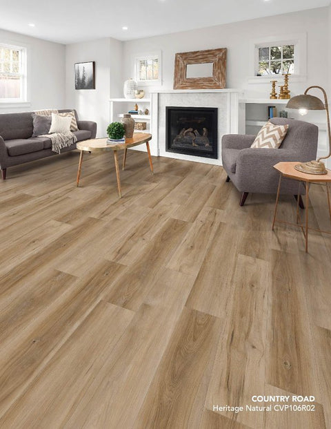 Healthier Choice Flooring CVP106R02 Flooring Plank, 60 in L, 9 in W, Pressed Bevel Edge, Stone Polymer Composite/Vinyl