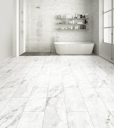 Healthier Choice Flooring CVT107L05 Flooring Plank, 24 in L, 12 in W, Grout Bevel Edge, Stone Polymer Composite/Vinyl