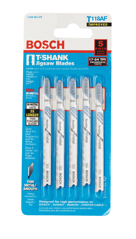 Bosch Bi-Metal T-Shank 3 in. L Jig Saw Blade 24 TPI 5 pk