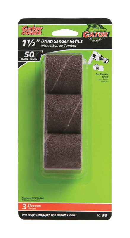 Gator Grit 1.5 in. Dia. x 0.3 in. Dia. 50 Grit Abrasive Sleeve Refill Aluminum Oxide