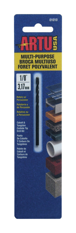 ARTU Carbide Tipped Straight Shank 1/8 in. Dia. x 2-5/8 in. L Drill Bit 1 pc.