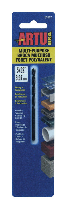 ARTU Carbide Tipped Straight Shank 5/32 in. Dia. x 3-1/8 in. L Drill Bit 1 pc.