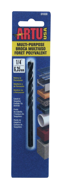 ARTU Carbide Tipped Straight Shank 1/4 in. Dia. x 4-1/8 in. L Drill Bit 1 pc.