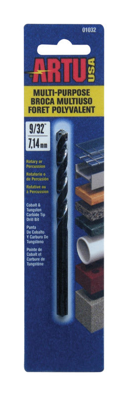 ARTU Carbide Tipped Straight Shank 9/32 in. Dia. x 4-3/8 in. L Drill Bit 1 pc.