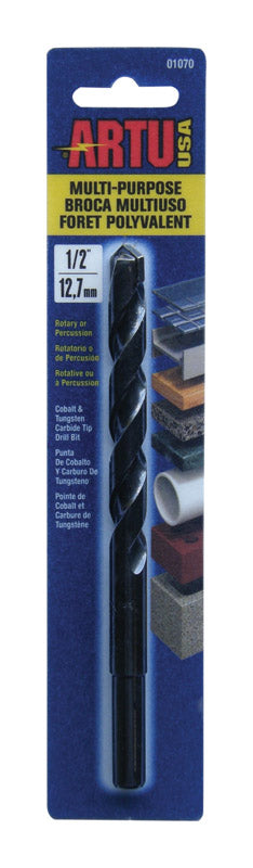 ARTU Carbide Tipped Straight Shank 1/2 in. Dia. x 6-1/4 in. L Drill Bit 1 pc.