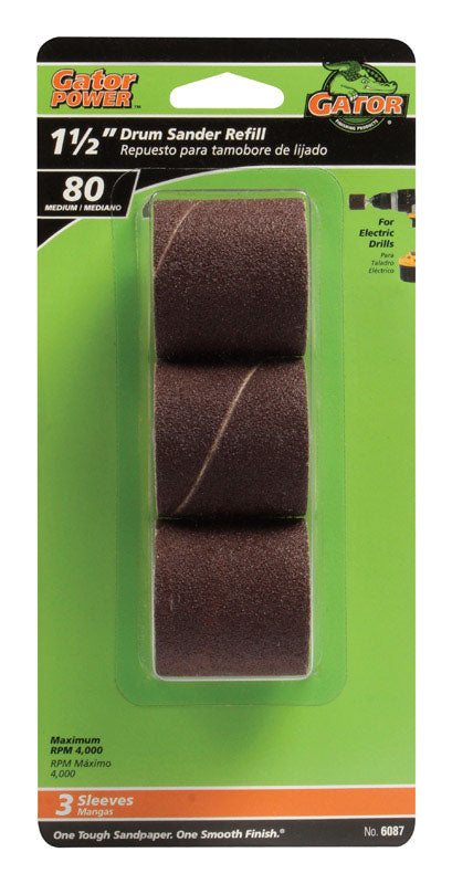 Gator Grit 1.5 in. Dia. x 0.3 in. Dia. 80 Grit Drum Sander Refill Aluminum Oxide