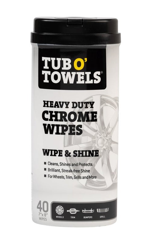 Tub O'Towels TW40-CHR Heavy-Duty Wipes, 8 in L, 7 in W, 40 -Wipes