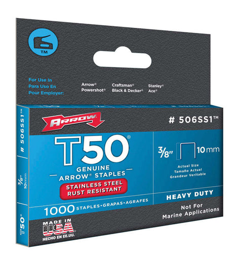 Arrow T50 Narrow Heavy Duty Staples Gray 3/8 in. L