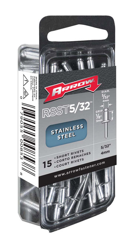 Arrow 1/6 in. Dia. x 1/8 in. Stainless Steel Rivets 15 pk – Shell ...