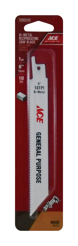 Ace 6 in. L 10 TPI Bi-Metal Reciprocating Saw Blade 1 pk