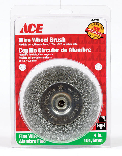 Ace 4 in. Fine Crimped Wire Wheel Brush Steel 4500 rpm 1 pc.