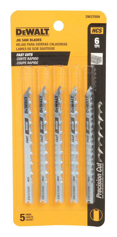DeWalt High Carbon Steel U-Shank 4 in. L Jig Saw Blade 6 TPI 5 pk