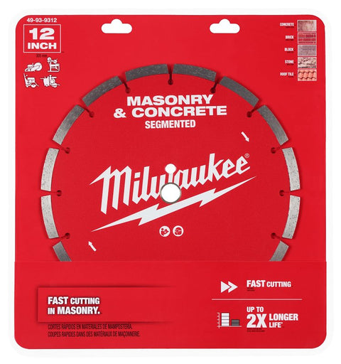 Milwaukee 49-93-9312 Saw Blade, 12 in Dia, 1 in-20 mm Arbor, Segmented Rim