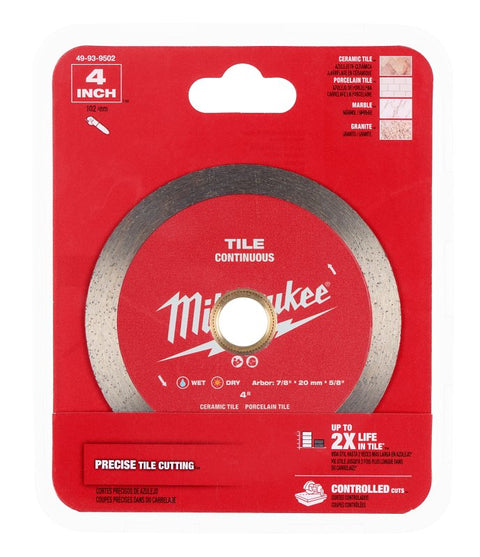 Milwaukee 49-93-9502 Saw Blade, 4 in Dia, 7/8 in-20 mm-5/8 in Arbor, Continuous Rim