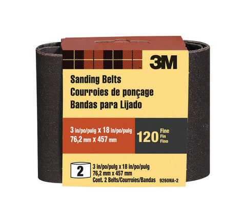3M Sanding Belt 3 in. W x 18 in. L 120 Grit Fine 2 pk
