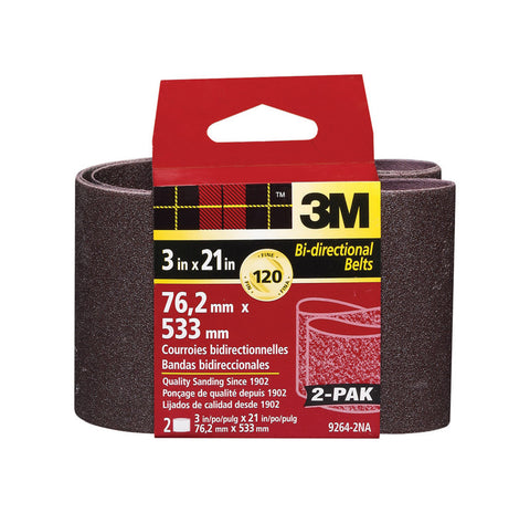 3M Sanding Belt 3 in. W x 21 in. L 120 Grit Fine 2 pk