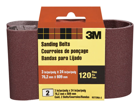 3M Sanding Belt 3 in. W x 24 in. L 120 Grit Fine 2 pk