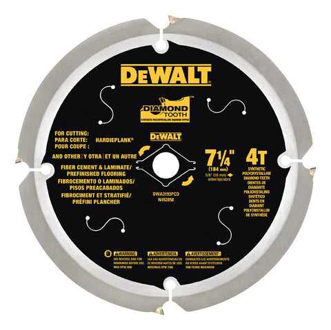 DeWalt 7-1/4 in. Dia. 4 teeth Diamond Fiber Cement Blades For Hardie Plank