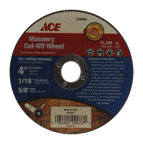 Ace 4 in. Dia. x 0.06 in. 0.625 in. Masonry Cut-Off Wheel
