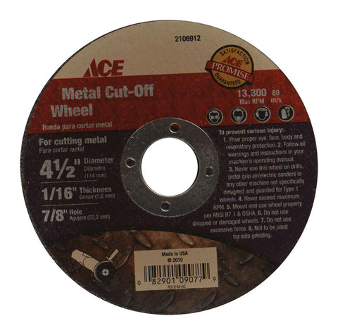 Ace 4.5 in. Dia. x 0.06 in. 0.875 in. Metal Cut-Off Wheel