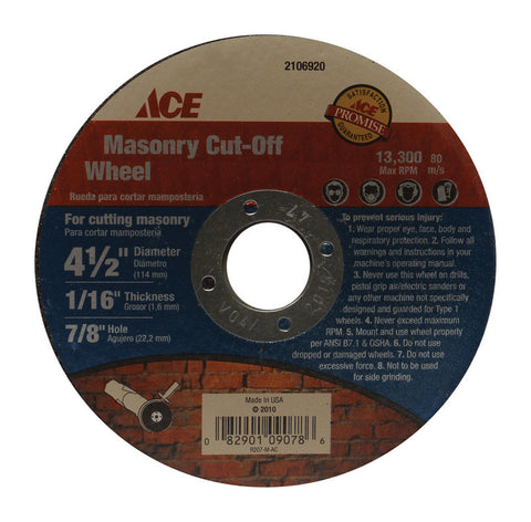 Ace 4.5 in. Dia. x 0.06 in. 0.875 in. Masonry Cut-Off Wheel
