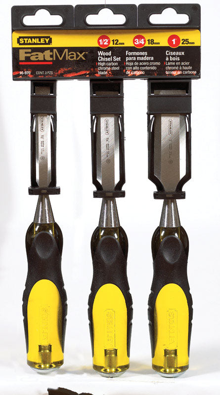 Stanley FaxMax Thru-Tang 1/2 in. W x 9 in. L Tempered Carbon Chrome Steel Wood Chisel Set 3 pc.