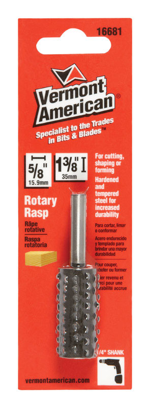 Vermont American 1.125 in. L x 5/8 in. Dia. Cylinder Rasp Cylindrical Rotary Rasp