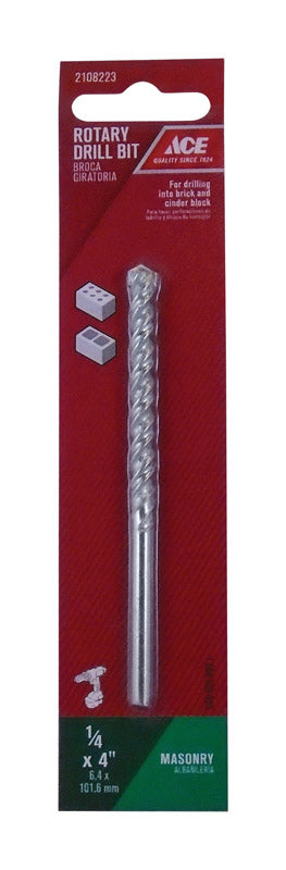 Ace Steel Straight Shank 1/4 in. Dia. x 4 in. L Rotary Drill Bit 1 pc.