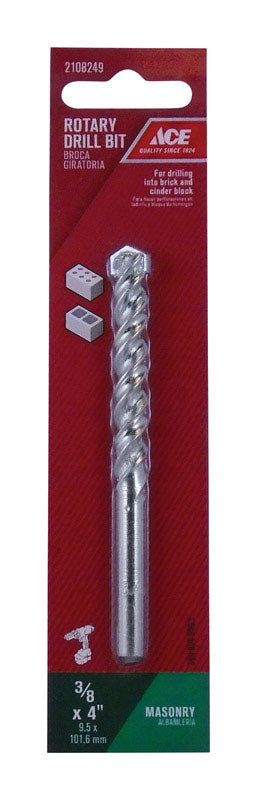 Ace Steel Straight Shank 3/8 in. Dia. x 4 in. L Rotary Drill Bit 1 pc.