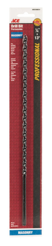Ace Carbide Straight Shank 1/4 in. Dia. x 13 in. L Percussion Drill Bit 1 pc.