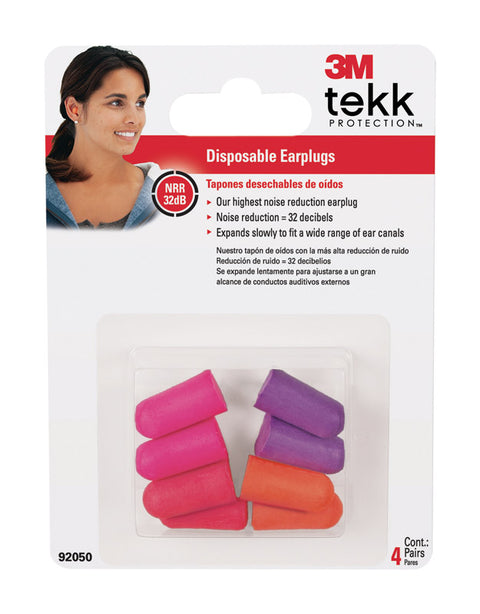 Tekk Disposable Ear Plugs 32 dB Orange/Purple 4 pair