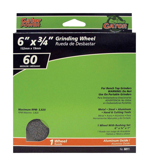 Gator Gator Power Grinding Wheel 6 in. Dia. x 3/4 in. thick x 1 in.